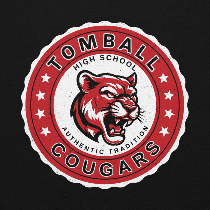 Close-up view of Tomball High School Cougars Black Classic Unisex Hoodie 216