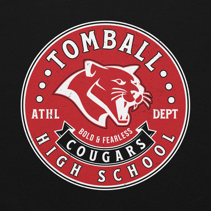 Close-up view of Tomball High School Cougars Black Classic Unisex Hoodie 215