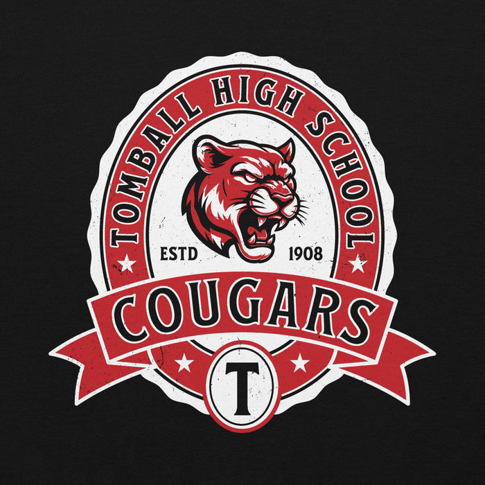 Close-up view of Tomball High School Cougars Black Classic Unisex Hoodie 212