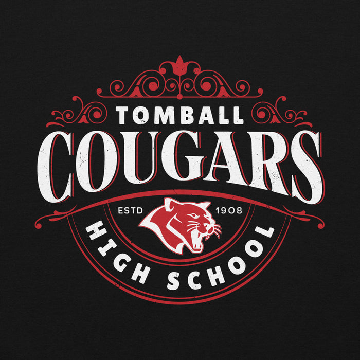 Close-up view of Tomball High School Cougars Black Classic Unisex Hoodie 211