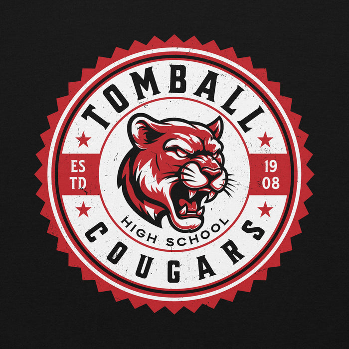 Close-up view of Tomball High School Cougars Black Classic Unisex Hoodie 203
