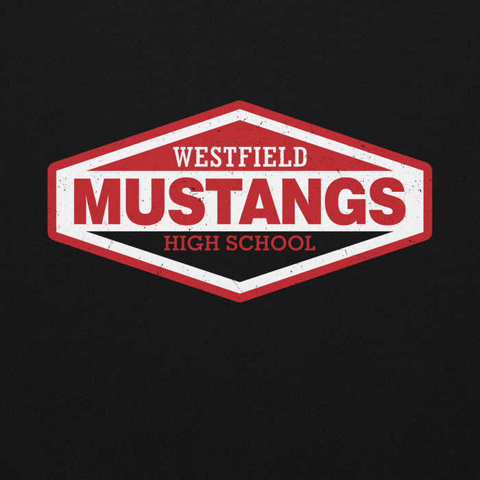 Close-up view of Westfield High School Mustangs Black Classic Unisex Hoodie 009