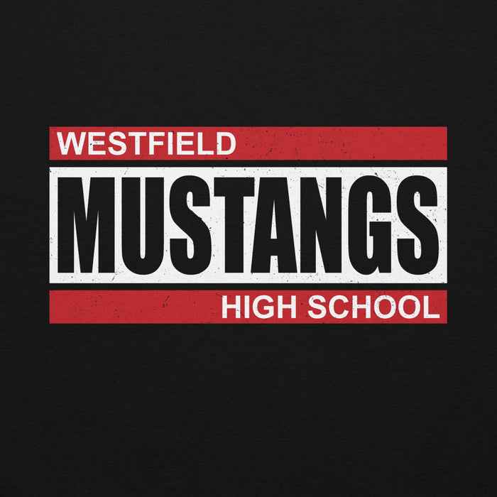 Close-up view of Westfield High School Mustangs Black Classic Unisex Hoodie 098