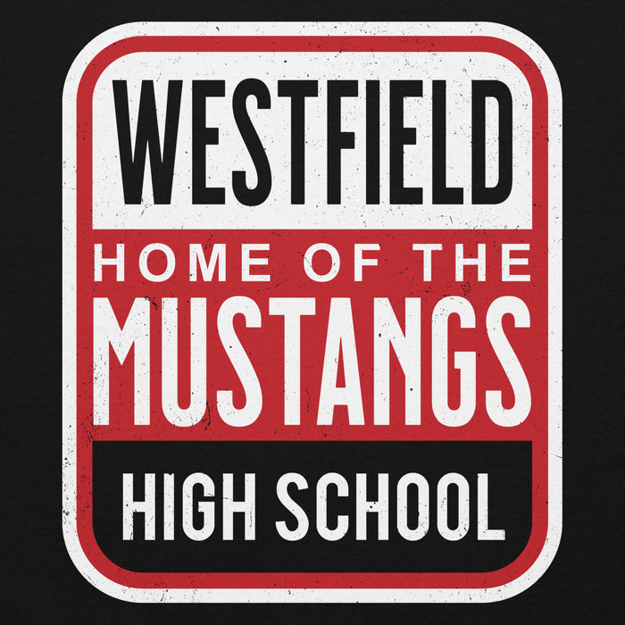 Close-up view of Westfield High School Mustangs Black Classic Unisex Hoodie 001