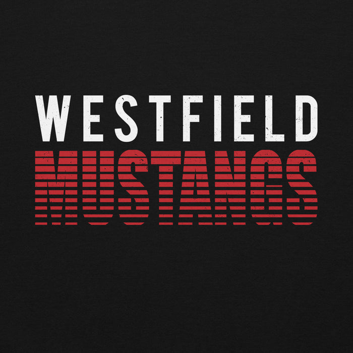 Close-up view of Westfield High School Mustangs Black Classic Unisex Hoodie 024