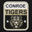 Close-up view of Conroe High School Tigers Black Classic Unisex Hoodie 001