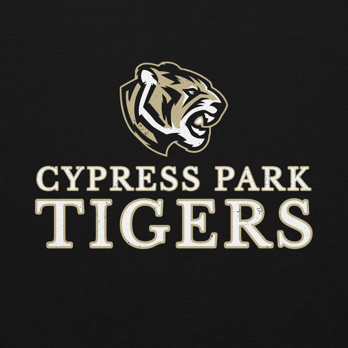 Close-up view of Cypress Park High School Tigers Black Classic Unisex Hoodie 233