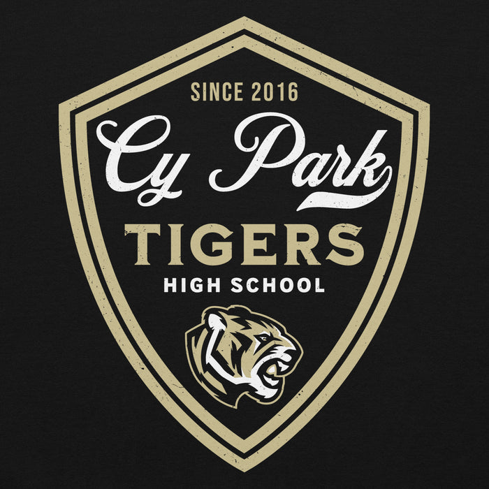Close-up view of Cypress Park High School Tigers Black Classic Unisex Hoodie 225