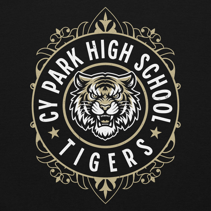 Close-up view of Cypress Park High School Tigers Black Classic Unisex Hoodie 227