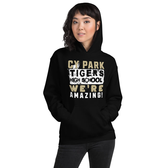 Woman wearing Cypress Park High School Tigers Black Classic Unisex Hoodie 231