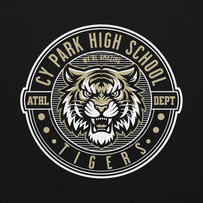 Close-up view of Cypress Park High School Tigers Black Classic Unisex Hoodie 224
