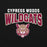 Close-up view of Cypress Woods High School Wildcats Black Classic Unisex Hoodie 234