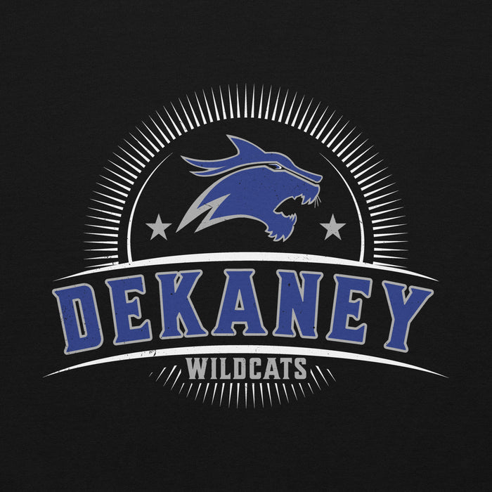 Close-up view of Dekaney High School Wildcats Black Classic Unisex Hoodie 221