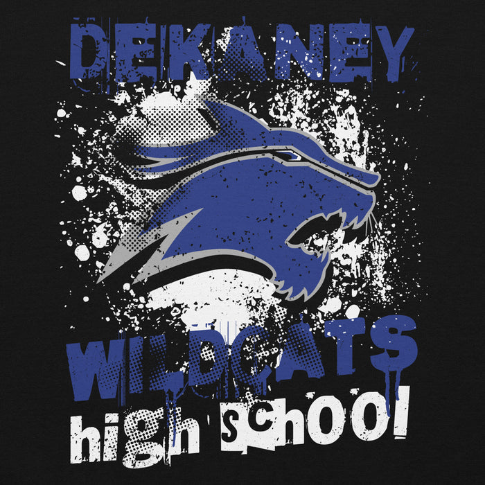 Close-up view of Dekaney High School Wildcats Black Classic Unisex Hoodie 205