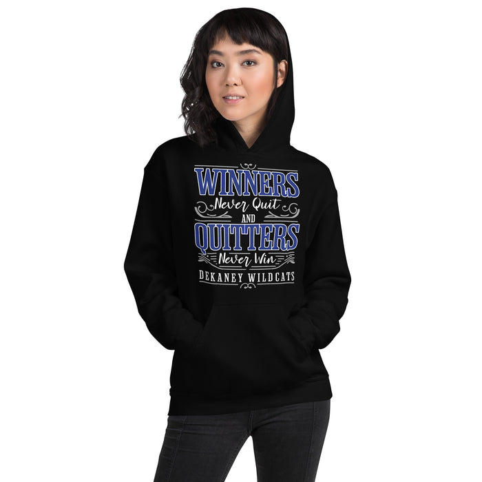 Woman wearing Dekaney High School Wildcats Black Classic Unisex Hoodie 237