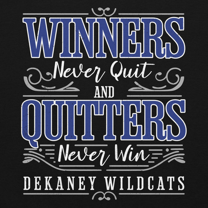 Close-up view of Dekaney High School Wildcats Black Classic Unisex Hoodie 237