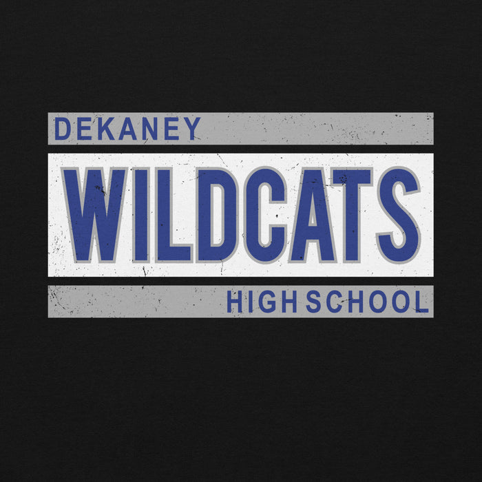 Close-up view of Dekaney High School Wildcats Black Classic Unisex Hoodie 098