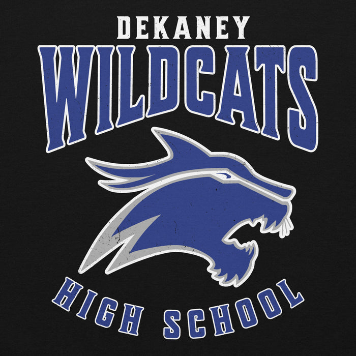Close-up view of Dekaney High School Wildcats Black Classic Unisex Hoodie 213