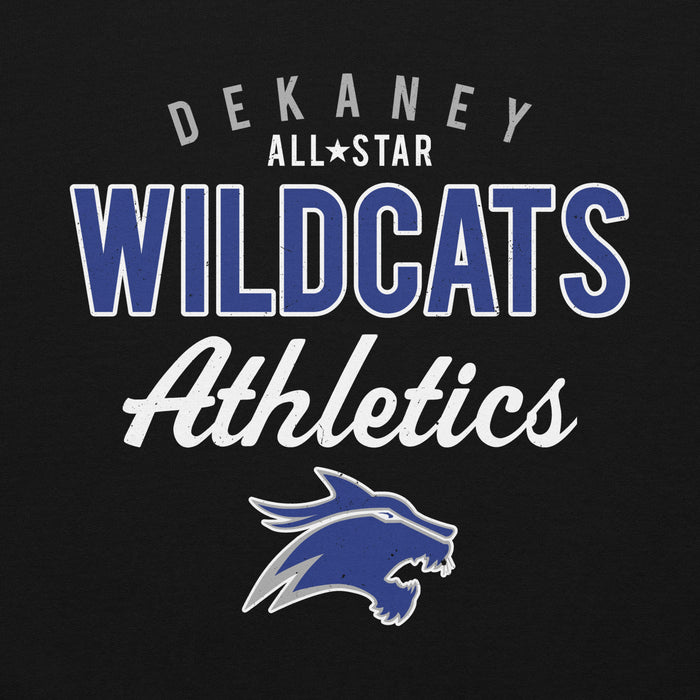 Close-up view of Dekaney High School Wildcats Black Classic Unisex Hoodie 034