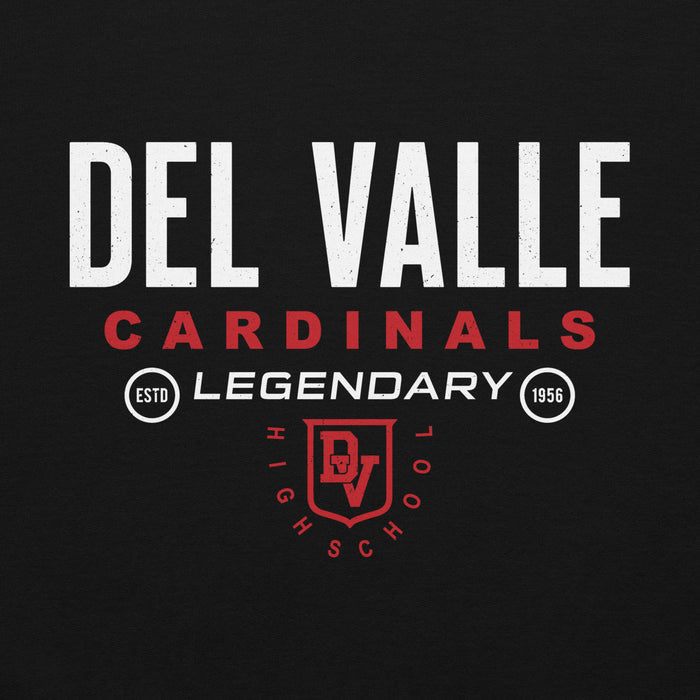 Close-up view of Del Valle High School Cardinals Black Classic Unisex Hoodie 003