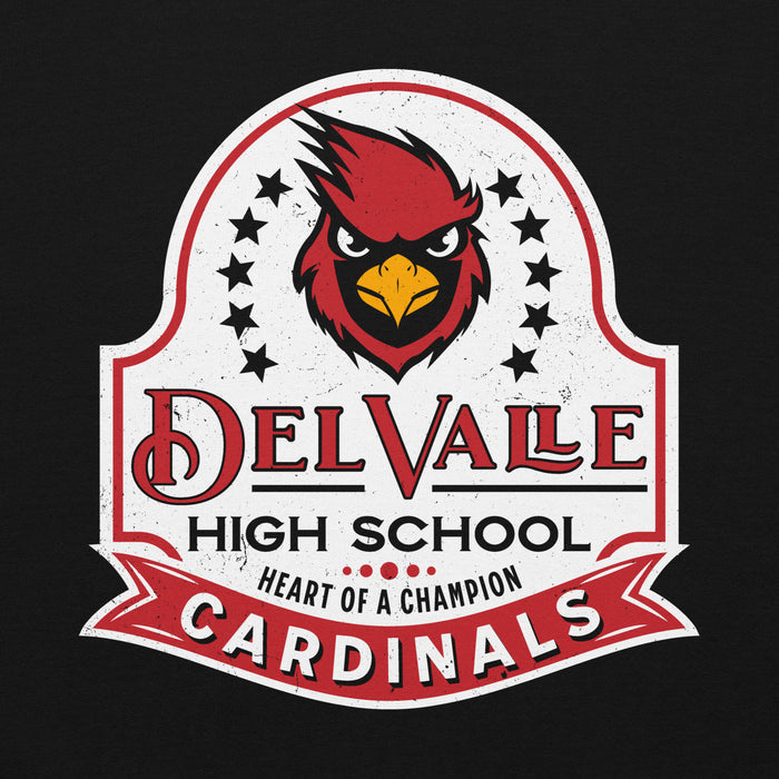Back view of Del Valle High School Cardinals Black Classic Unisex Hoodie 219