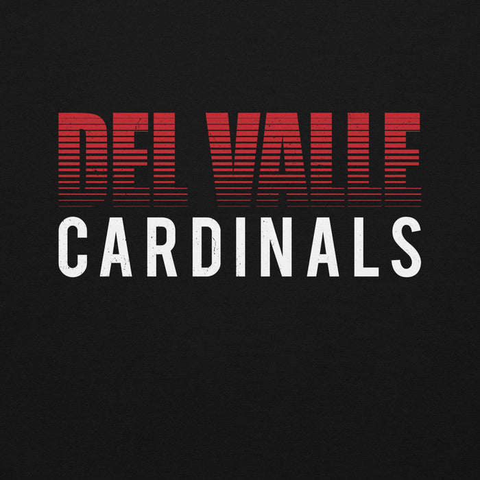 Close-up view of Del Valle High School Cardinals Black Classic Unisex Hoodie 024