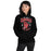 Woman wearing Del Valle High School Cardinals Black Classic Unisex Hoodie 213