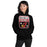 Woman wearing Del Valle High School Cardinals Black Classic Unisex Hoodie 001