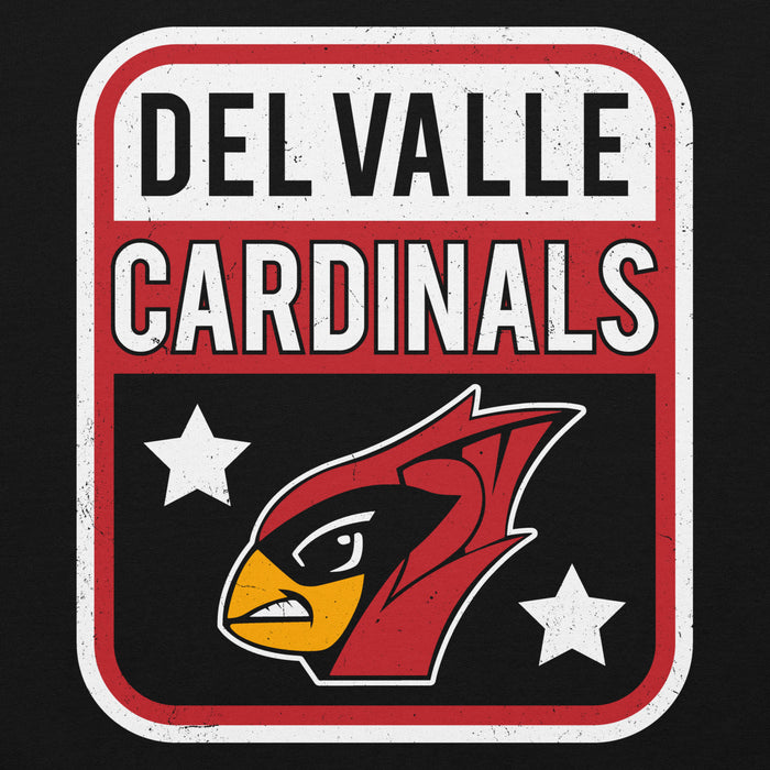 Close-up view f Del Valle High School Cardinals Black Classic Unisex Hoodie 001