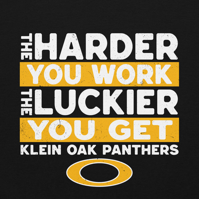Close-up view of Klein Oak High School Panthers Black Classic Unisex Hoodie 238