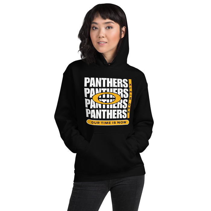 Woman wearing Klein Oak High School Panthers Black Classic Unisex Hoodie 235