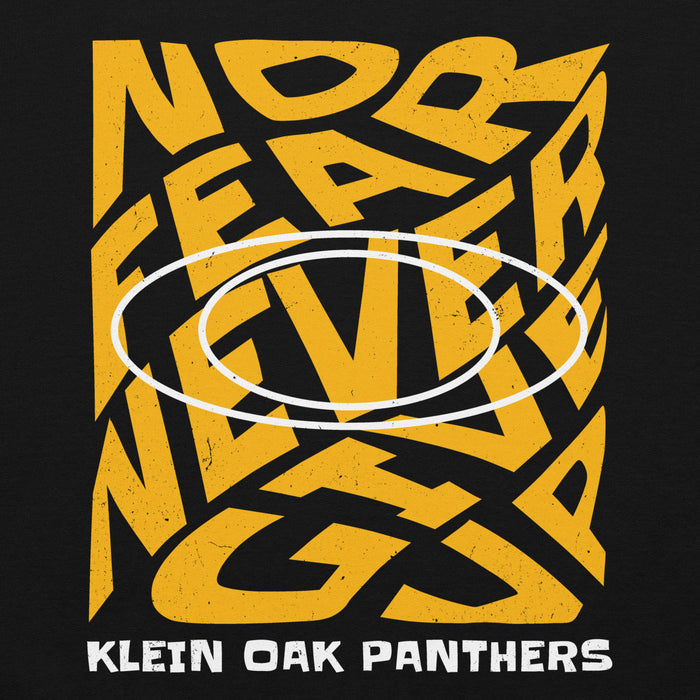 Close-up view of Klein Oak High School Panthers Black Classic Unisex Hoodie 236