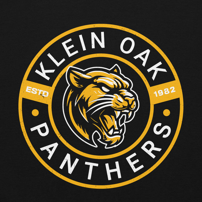 Close-up view of Klein Oak High School Panthers Black Classic Unisex Hoodie 239
