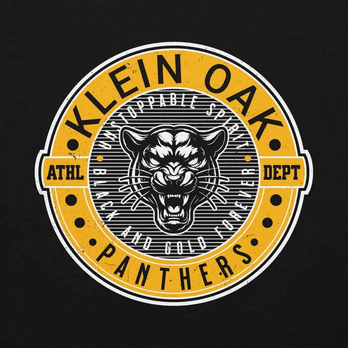 Close-up view of Klein Oak High School Panthers Black Classic Unisex Hoodie 224