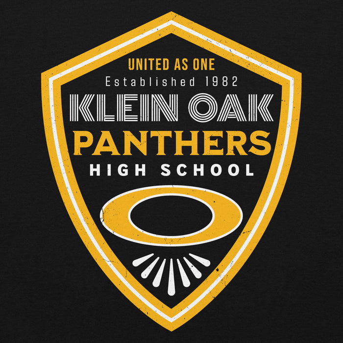 Close-up view of Klein Oak High School Panthers Black Classic Unisex Hoodie 225