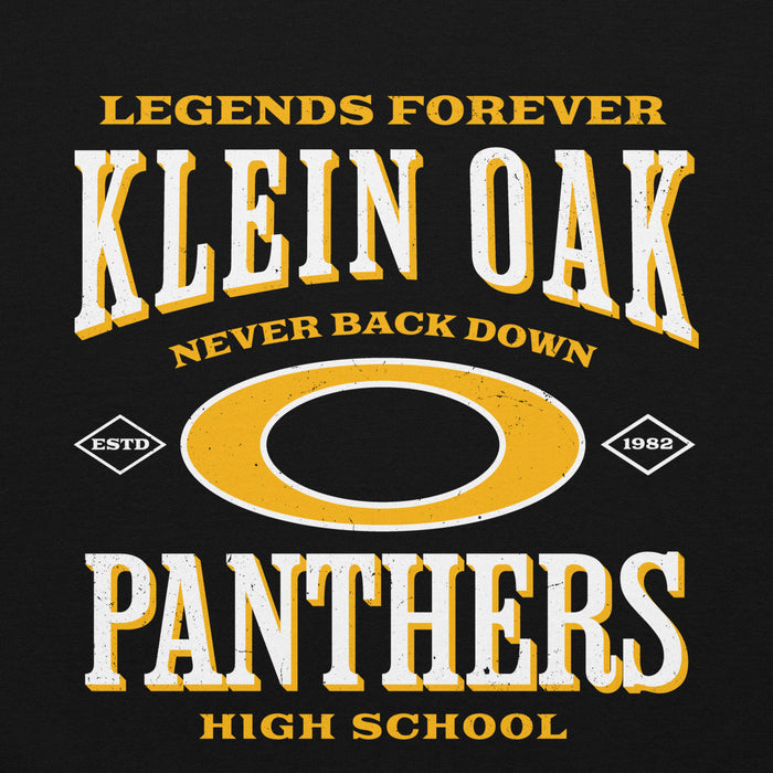 Close-up view of Klein Oak High School Panthers Black Classic Unisex Hoodie 230