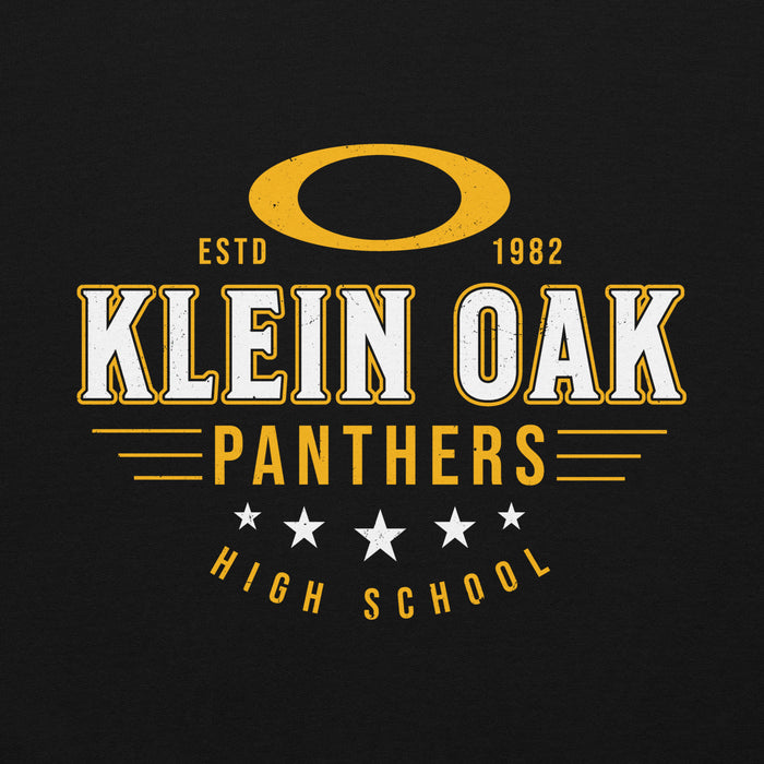 Close-up view of Klein Oak High School Panthers Black Classic Unisex Hoodie 217