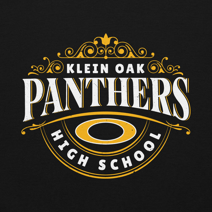 Close-up view of Klein Oak High School Panthers Black Classic Unisex Hoodie 211
