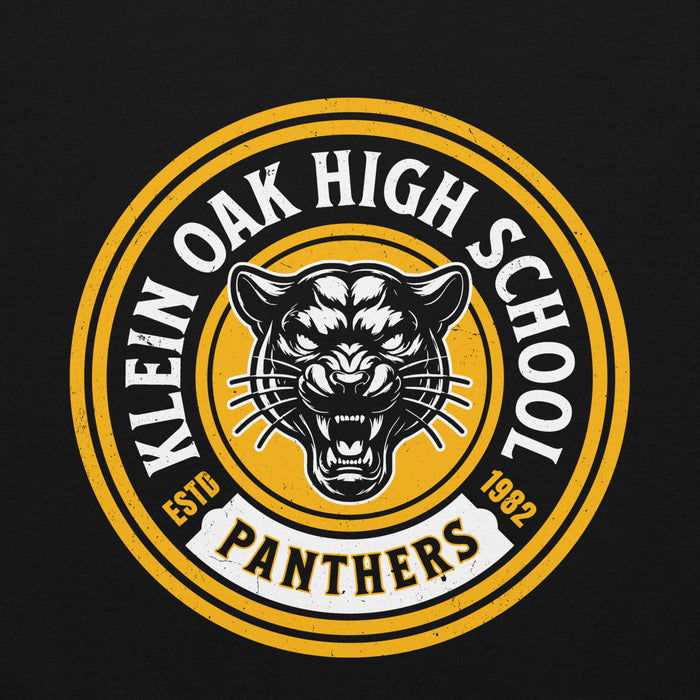 Close-up view of Klein Oak High School Panthers Black Classic Unisex Hoodie 220