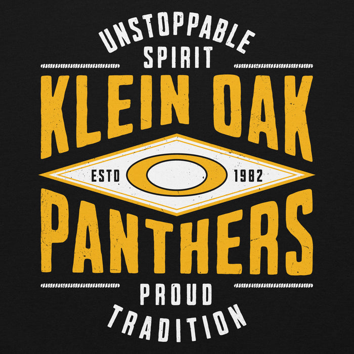 Close-up view of Klein Oak High School Panthers Black Classic Unisex Hoodie 210