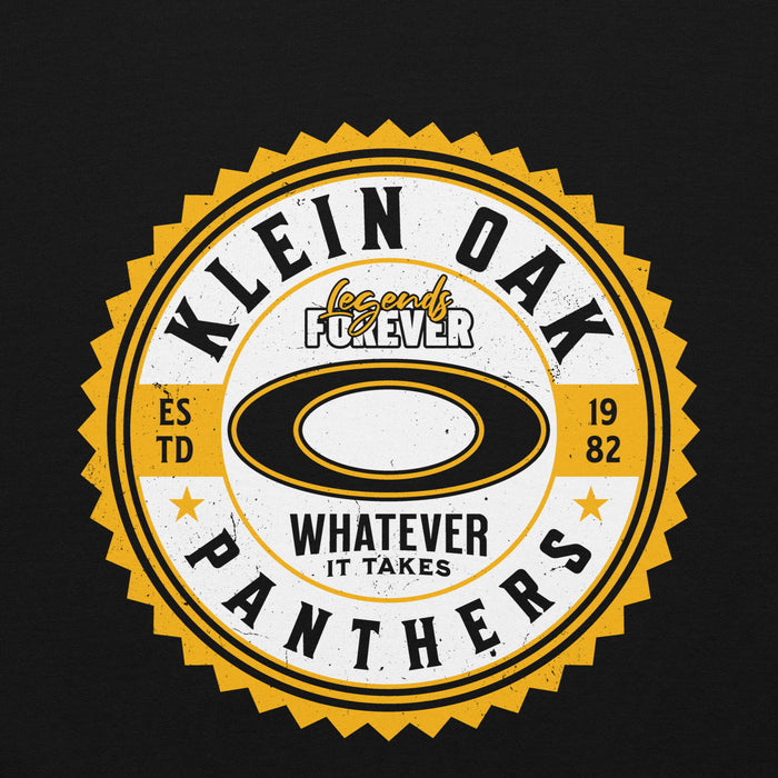 Close-up view of Klein Oak High School Panthers Black Classic Unisex Hoodie 203