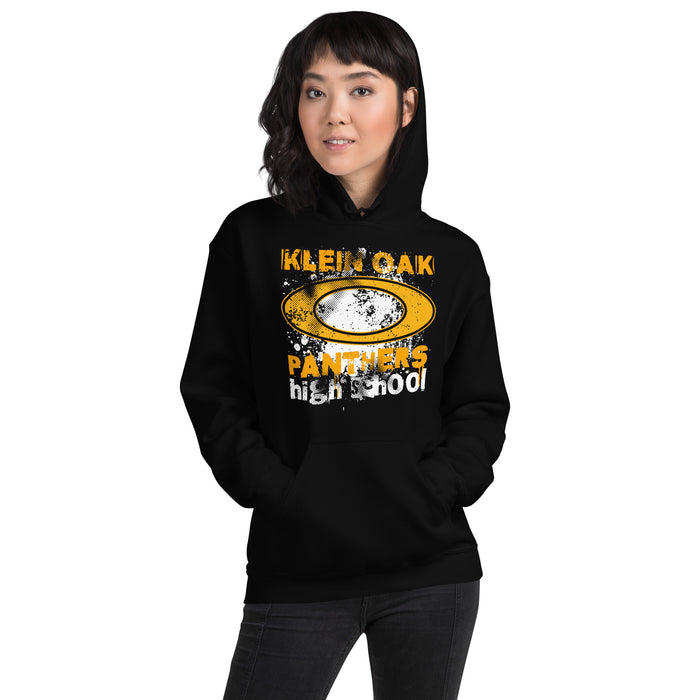 Woman wearing Klein Oak High School Panthers Black Classic Unisex Hoodie 205