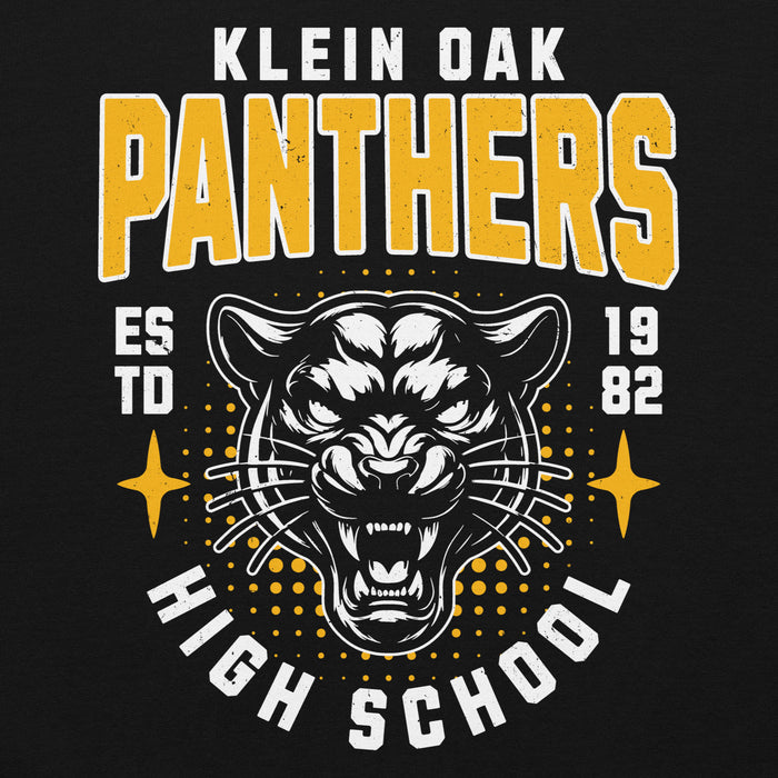 Close-up view of Klein Oak High School Panthers Black Classic Unisex Hoodie 204