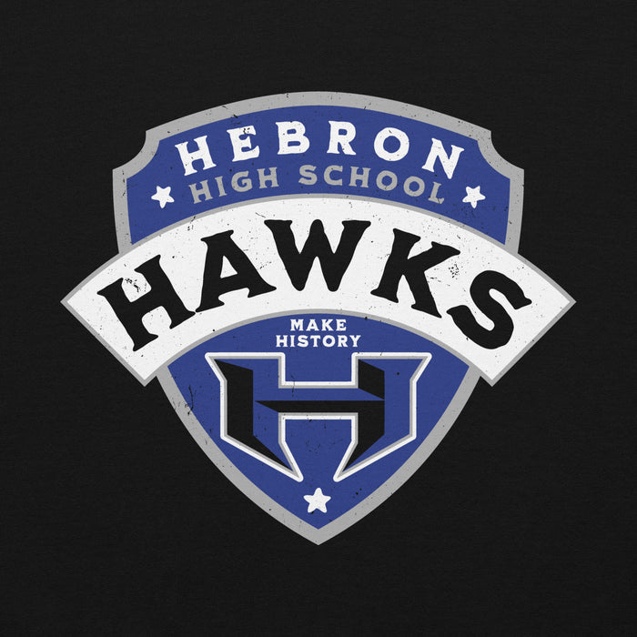 Close-up view of Hebron High School Hawks Black Classic Unisex Hoodie 221