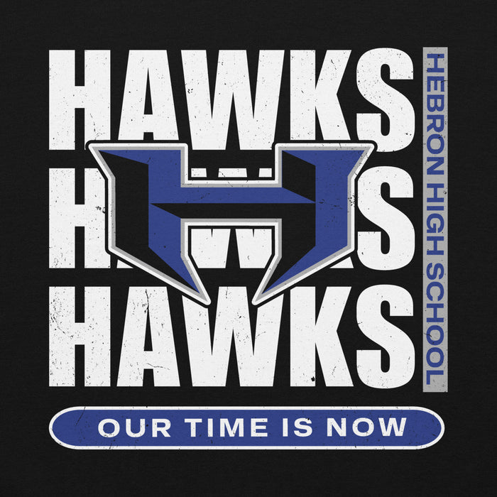 Close-up view of Hebron High School Hawks Black Classic Unisex Hoodie 235