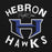 Close-up view of Hebron High School Hawks Black Classic Unisex Hoodie 228