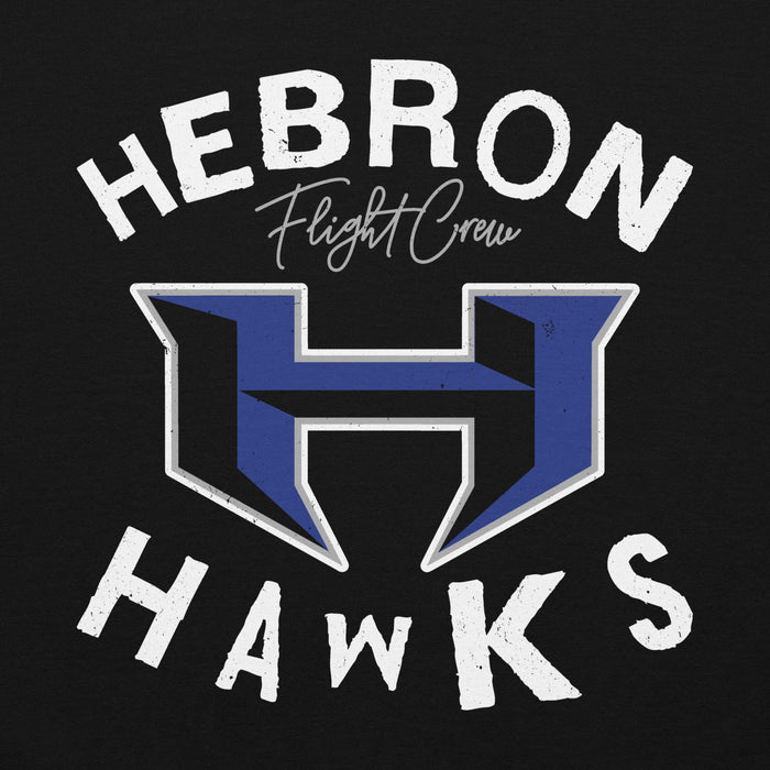 Close-up view of Hebron High School Hawks Black Classic Unisex Hoodie 228