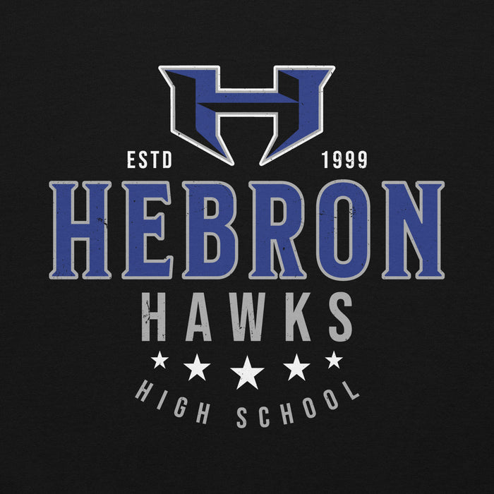 Close-up view of Hebron High School Hawks Black Classic Unisex Hoodie 217