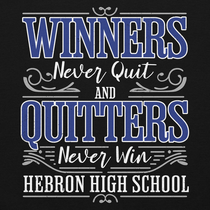 Close-up view of Hebron High School Hawks Black Classic Unisex Hoodie 237