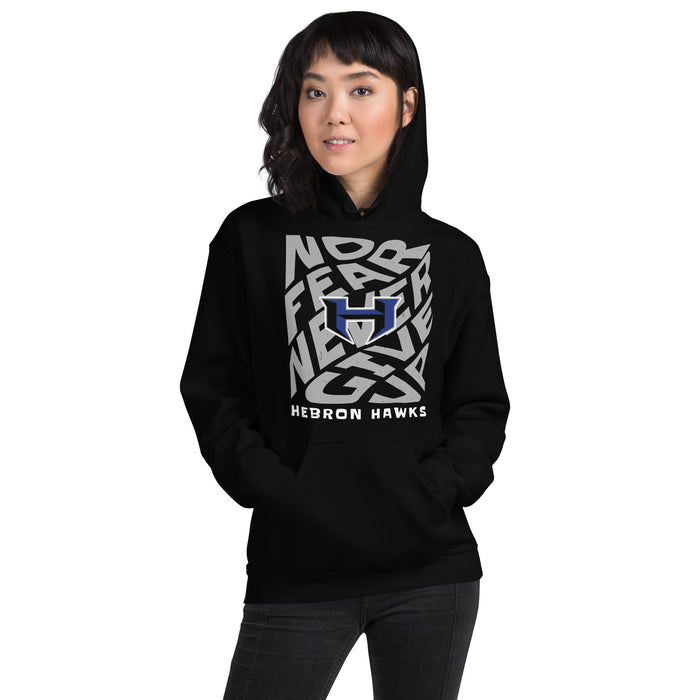 Woman wearing Hebron High School Hawks Black Classic Unisex Hoodie 236